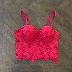 Elegant Red Lace Bustier Top